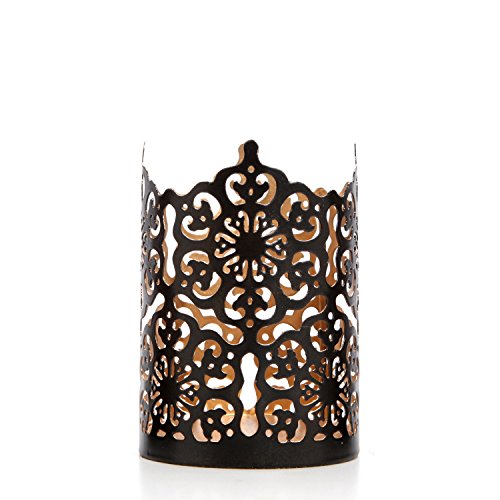Hosley Set Of 3 Black Finish Metal Candle Holder 4 Inch High Lattice Cut Lantern Ideal Gift For Votive Gardens Led Tealights Weddings Spa Reiki O3 #TOP5