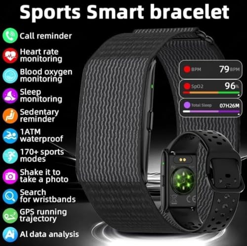 Image of Smart Fitness Wearable Band Activity Trackers,Fitness Tracker Heart Rate Monitor SpO2 HRV Stress Level Tracking Fitness Tracker Subscription Free Black
