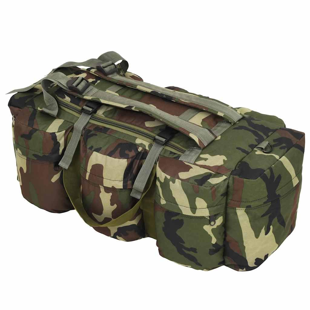 Worek marynarski 3 w 1, styl wojskowy, 45 l, kamuflaż z powlekanej tkaniny Oxford, torba podróżna, torba sportowa, torba treningowa, z paskiem na ramię i paskiem do plecaka, na kemping, do