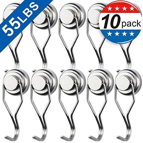 MIKEDE Strong Magnetic Hooks 15Pack Bundle with 60 LBS Utility Hooks Swivel Swing