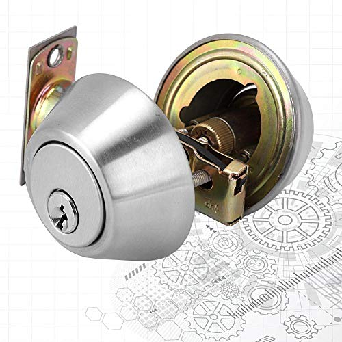 Security Door Lock, Double Cylinder Steel Anti-Thief Door Bolt with Lock on Both Side for Doors Home, Office Use(Silver) - Image 2