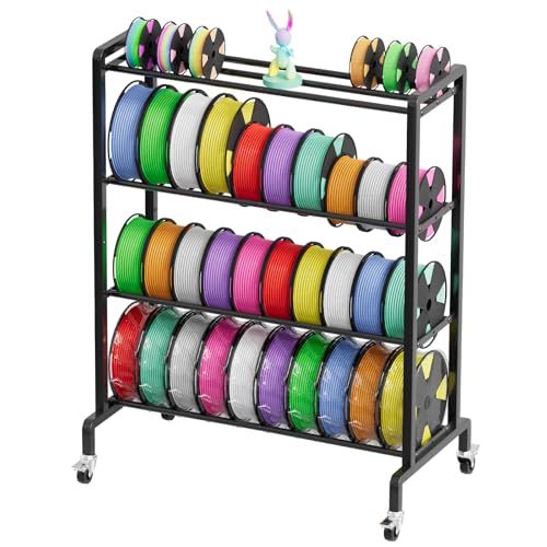 ANASTA 3D Printer Filament Storage Rack, Heavy Duty Filament Rack with Wheels, 4-Tier Metal Filament Holder Rolling Cart for Organization, 50 Spools Large Capacity Shelf for 3D Printing Home Studio