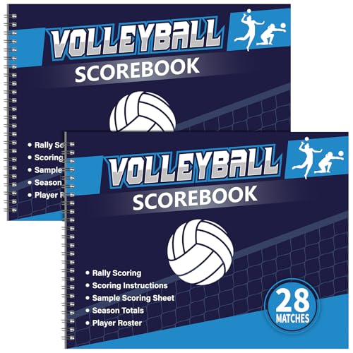 Fullhawl 2 Pcs Volleyball Scorebook 28 Match Spiral Sport Stats Keeping Book with Season Totals and Team Roster Sheet Volleyball Train Score Record Book for Coaches Youth Adult Supply(Vibrant Style)