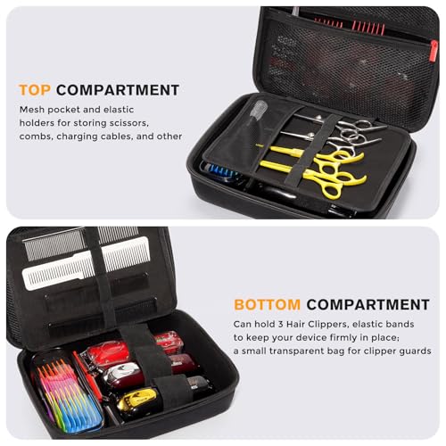 ProCase Hard Barber Accessories Case, Travel Bag for 3 Hair Clippers and Supplies, Trimmer Organizer Storage Box with Clear Pouch, Portable Holder for Men Razor Guard Grooming Kits -Black 3 ProCase Hard Barber Accessories Case, Travel Bag for 3 Hair Clippers and Supplies, Trimmer Organizer Storage Box with Clear Pouch, Portable Holder for Men Razor Guard Grooming Kits -Black - Image 3