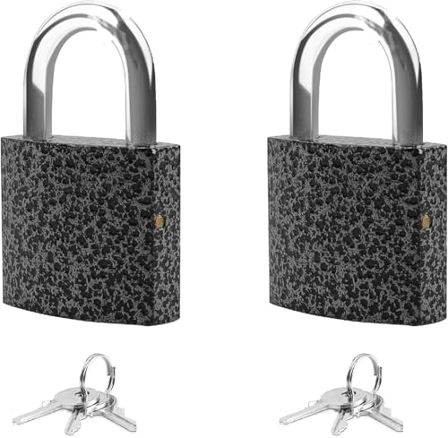 Granite Texture Padlock Lock Set with Keys Protect Pick, 2 Pack Picking Security Locks Kit for Cabinets, Doors, Luggage, Gates, and Diaries