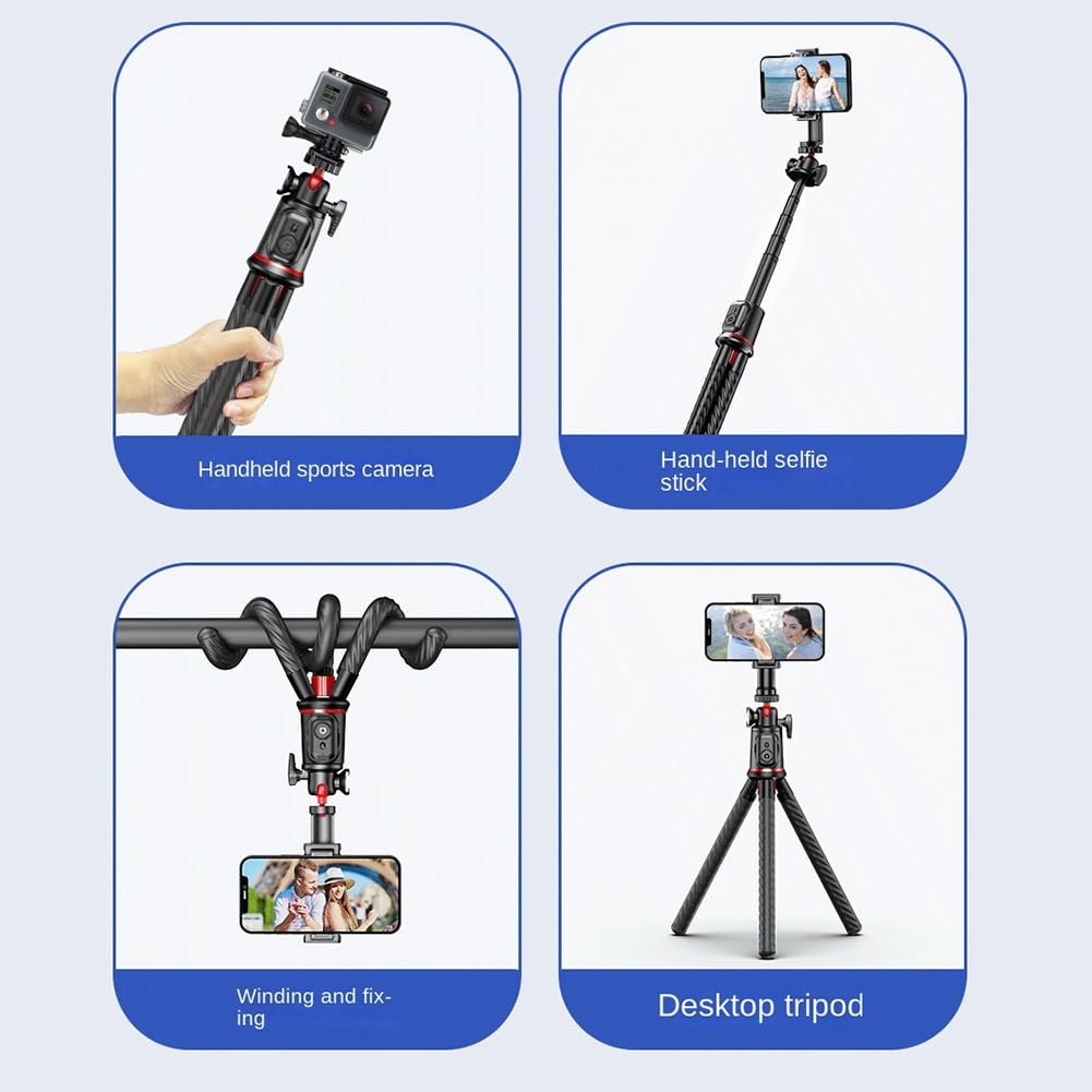 Treppiede per telefono selfie stick treppiedi flessibile allungabile per smartphone e fotocamera con telecomando senza fili, durevole, facile da installare, 500424828