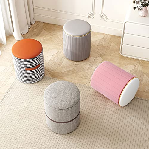 Pouf ottoman portable blanc lin pour éviter les sols rayés