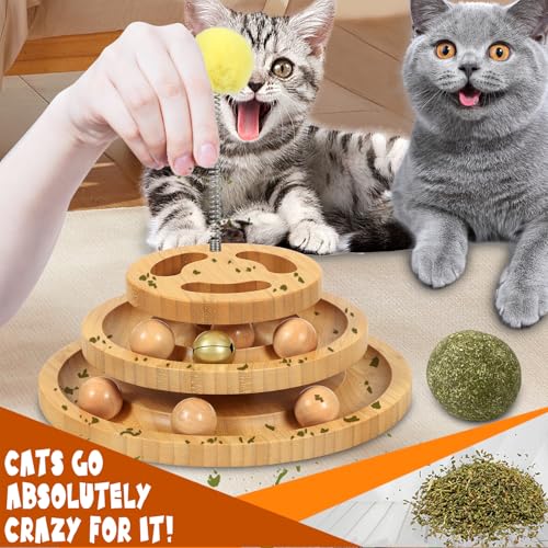 DoogCat Cat Ball Track with Puzzle Top, 3-Level Cat Ball Tower - Image 4