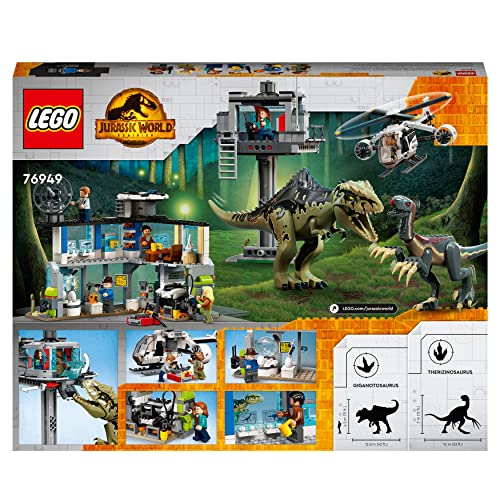 76949 Jurassic World l’Attacco del Giganotosauro e del Terizinosauro, con 6 Minifigure e 2 Dinosauri Giocattolo, Giochi per Bambini dai 9 Anni - Lego - Immagine 6