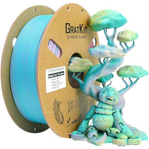 Image of Gratkit Matte Tri-Color PLA Filament,Coextrusion PLA Filament 1.75mm, + /-0.03mm, 1KG /Roll, High Speed Matte PLA,Moonstone