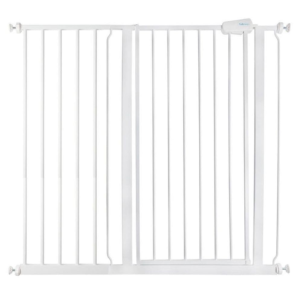 Safetots Extra Tall Metal Safety Gate Pressure Fit, 107.4cm - 115cm, White, 104cm in Height, Extra Tall Stair Gate, Tall Baby Gate, Easy Installation