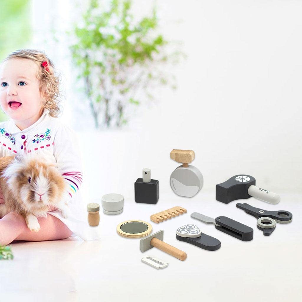 11 Pezzi Trucco Finto Bambini Set Accessori Make Up Giocattolo Legno Sicuro Pennelli Specchio Borsa Adatto per Bambine Gioco Creativo Party Regalo, Kit del Make up