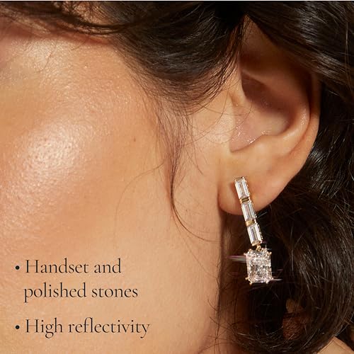Nadri Drop Earrings For Women - Chateau Emerald Dangle Earrings for Women, Hypoallergenic Earrings For Women, Baguette and Emerald Cubic Zirconia Earrings3