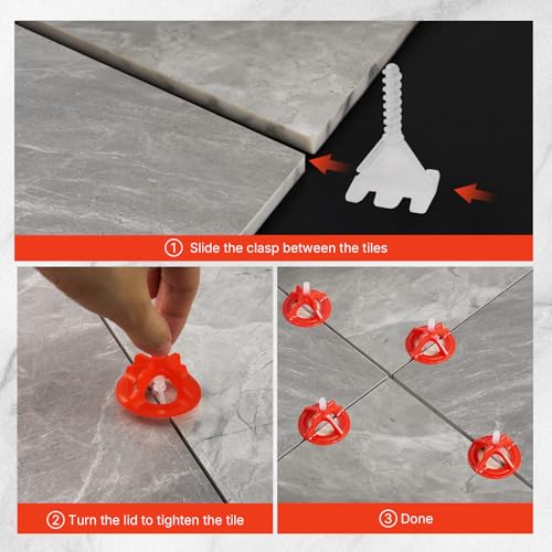 DGSL Tile Leveling System 1/8", 300 Pcs Tile Spacers and 100 Pcs Red Cap, Tile Spacers Leveling System for Professional Ceramic Tile and Stone Installation, Precision Gap Control - Image 6