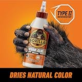 Gorilla Wood Glue; 8 Ounce Bottle; Natural Wood Color; (Pack of 1)