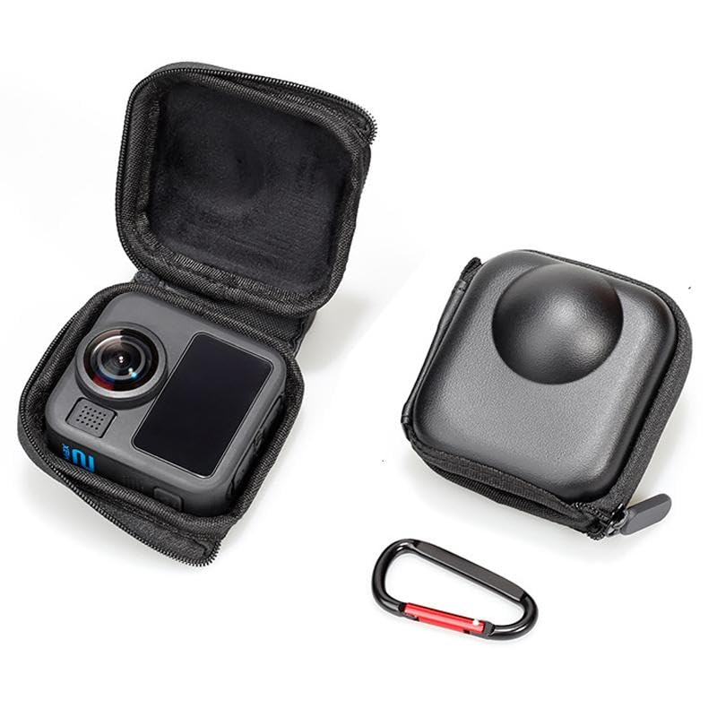 Hard Shell Case For GoPro MAX2 Compact Carrying Case Protective Storage Bag with Carabiner Clip (Black)-image-44