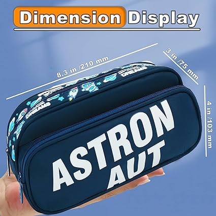 Image of DEOXY Canvas Big Capacity Pencil Pen Case Office College School Large Storage High Capacity Bag Pouch Holder Box Organizer Light Blue (Astronaut)