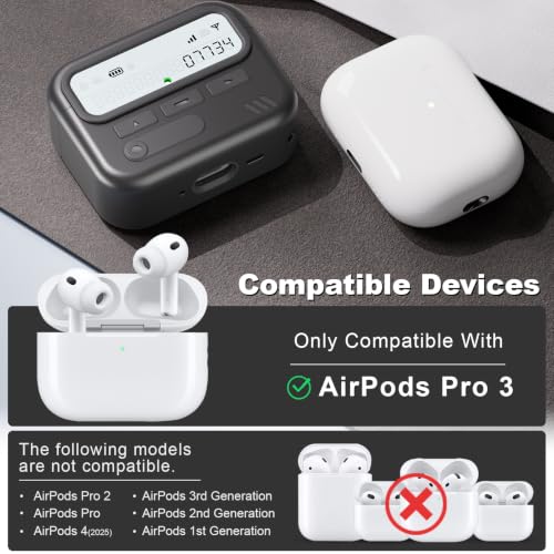 Image of for AirPods Pro 3 Case with Safty Lock,Retro Inspired Pager Style (Black)