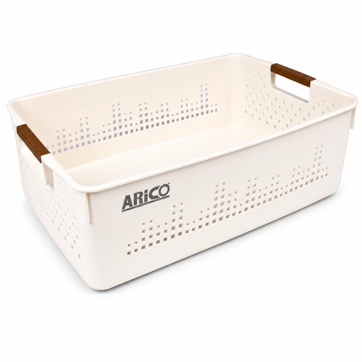ARICO Elite Crate Plastic Storage Basket with Handles | Multipurpose Organizer Basket for Kitchen, Bathroom, Wardrobe & Toys | Durable Ventilated Storage Tray Off-White (Small)-image-36
