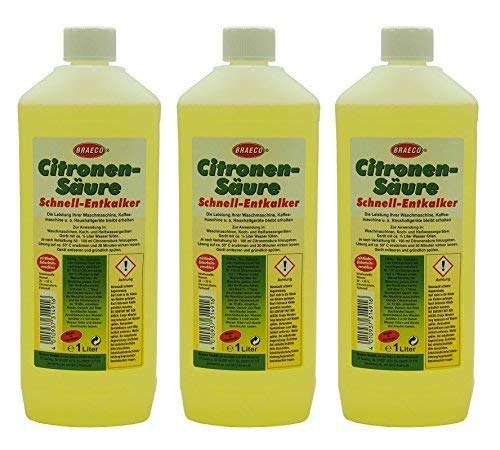 3 x 1 Liter Braeco Citronen-Säure Schnell-Entkalker, Zitronensäure