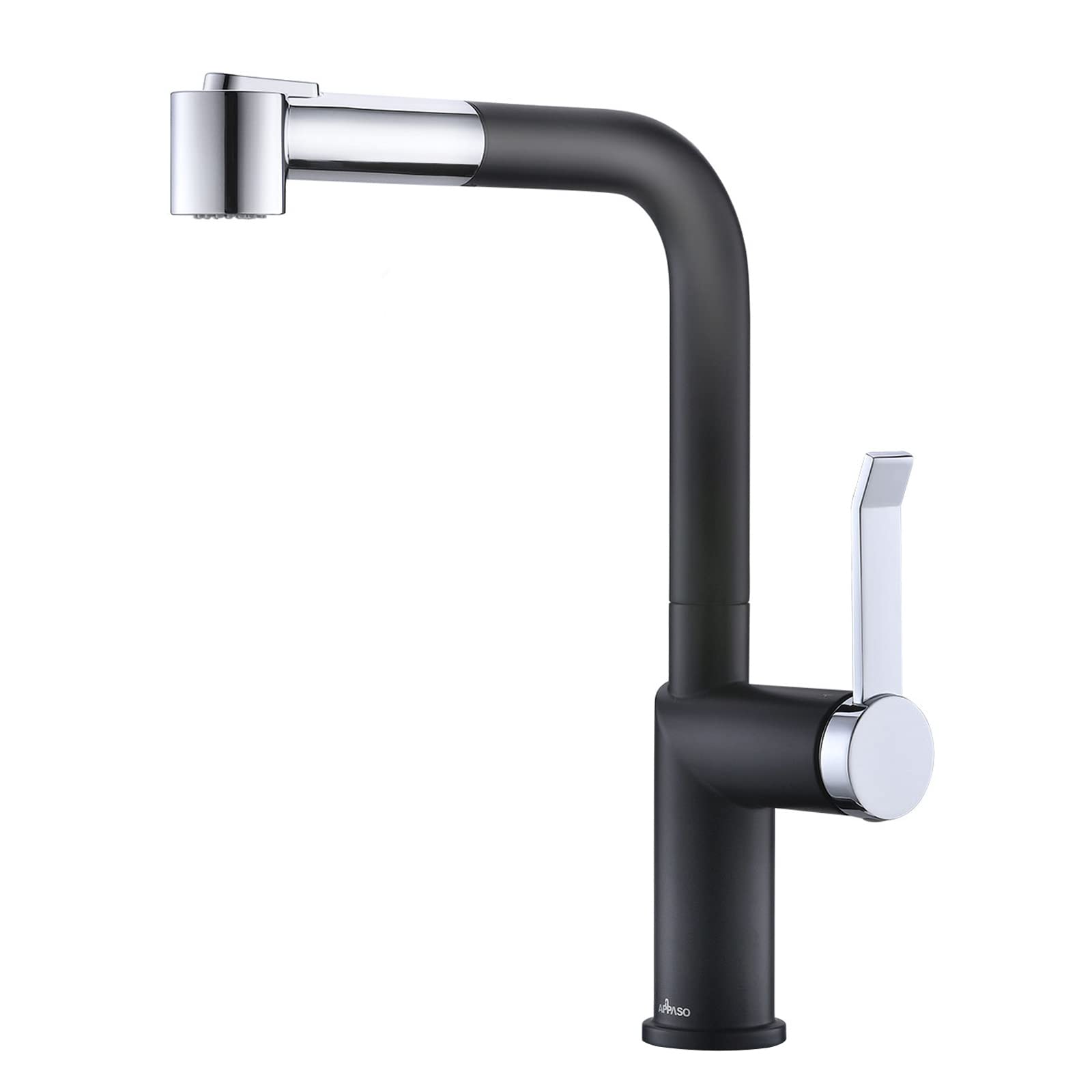 APPASOKitchen Mixer Sink Taps, Kitchen Taps with Pull Out Spray 360° Swivel Single Lever, Kitchen Sink Tap High Arc Flexible Spout with 2 Spray Modes (Chrome/Matte Black)
