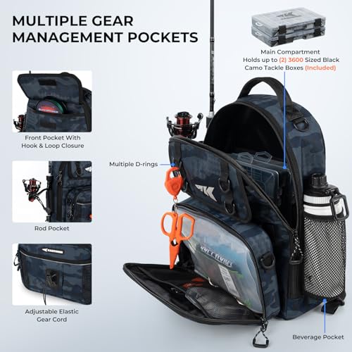 Image of KastKing BaitSpace Fishing Sling Bag, Fishing Backpack with Rod Holder