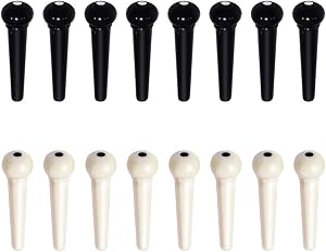 Gen Yong 24 PCS Plastic Acoustic Guitar Bridge Pins String Peg Guitar Parts Replacement for Acoustic Guitar - Ivory, Black