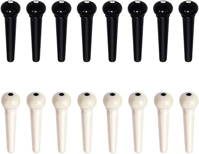 Gen Yong 24 PCS Plastic Acoustic Guitar Bridge Pins String Peg Guitar Parts Replacement for Acoustic Guitar - Ivory, Black