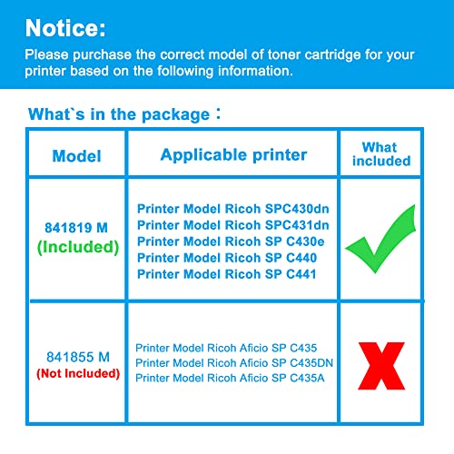 LCL Compatible Toner Cartridge 841819 Aficio MP C3003 C3003SP MP C3503 C3503SP MP C3004 C3004SP MP C3504 C3504SP (1PK Magenta) Replacement for Ricoh Aficio MP C3003SP MP C3503SP MP C3004SP MP C3504SP - Image 2
