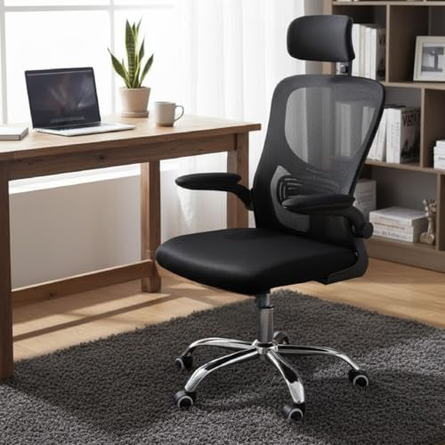 Cadeira Escritório Secretária Giratória Rodinhas Ajustavél Cor Preto