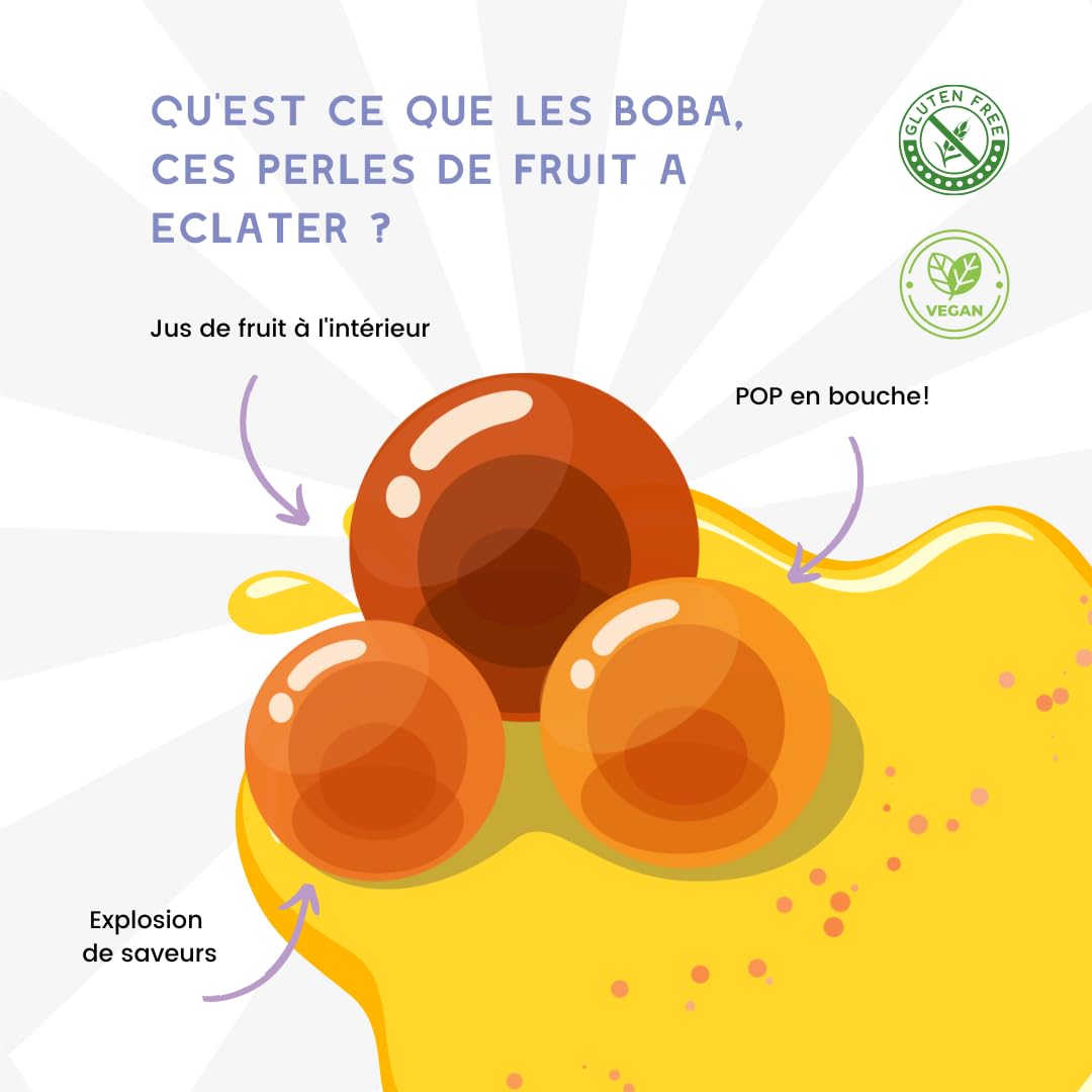 MiruMiru - Bubble Tea Kit - Perla di Mango & nettare di Frutta della Passione e Tè Oolong, Bevande e cannucce incluse (2 bevande)