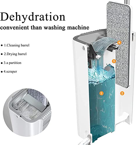 Labstandard Bodenwischer Set mit Mikrofaserpad Wischmop Set mit Eimer und 360 Grad Gelenk für Alle Ecken Wischer mit Einzigartigem Zweikammer-System Flachwischer mit Langer Stiel für Fliesen – Bild 4