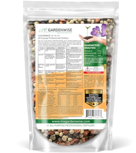 Image of GARDENWISE 16-16-16 All Purpose Professional Fertilizer - Lawn, Flower, Tree, Shrub & Vegetable Garden Fertilizer (1 /2 Quart)