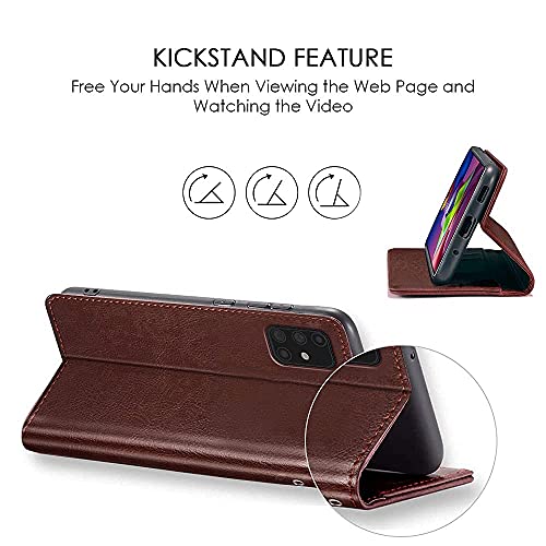 Image of JACKRO VIVO Y30 /1938 Brown Color Leather Finish Flip Case Cover - TPU Inside with Card Pockets | Wallet Stand | Magnetic Closure | Flip Cover