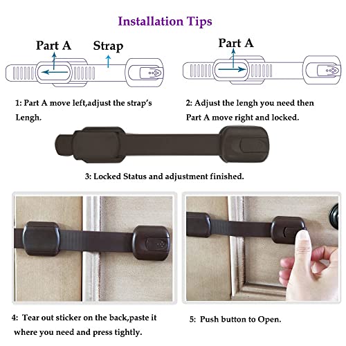 Child Safety Cabinet Locks For Baby Proof,Child Proof Safety Locks For Cabinets,Drawers,Cupboard,Oven,Fridge(Brown Cabinet Locks-8Packs) #TOP5