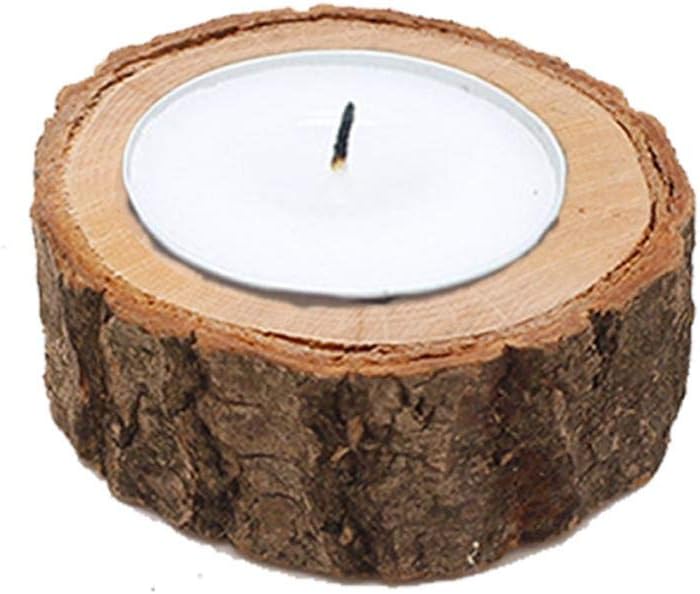Fityle 10x Wooden Tealight Candle Holder for Wedding Decoration Tree Stump Design - 6x2.5cm : Home & Kitchen