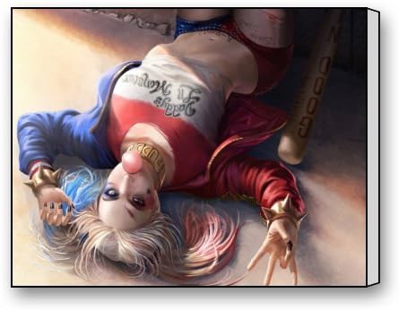Custom Suicide Squad Sexy Harley Quinn Oil Painting on Canvas Prints Wall Art, Gallery Canvas Prints Ready to Hang - 14" x 11"