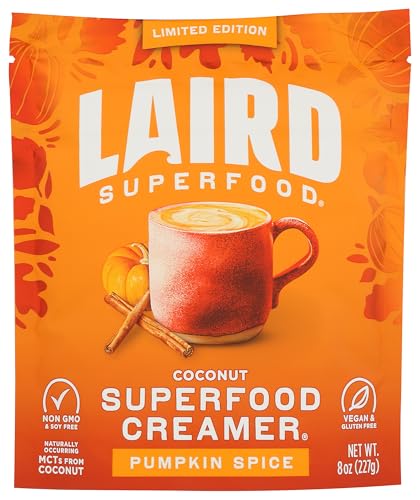 Laird Superfood Non-Dairy Original Superfood Pumpkin Spice with Real Pumpkin and Spices, Coconut Powder Coffee Creamer, Gluten Free, Non-GMO, Vegan, 8 oz. Bag, Pack of 1