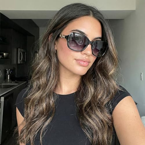 Image of SIPHEW Polarized Sunglasses for Women | Vintage Square Sunglasses w UV400 Protection | Womens Wraparound Shade