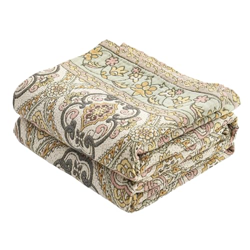 VANJOROY Boho Throw Blanket 80" x 90", 100% Organic Cotton