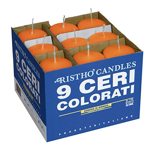 Cereria di Giorgio Risthò 56201_08 Candele Cero, Arancione, Diametro 5 cm, Altezza 12 cm, 9 Pezzi