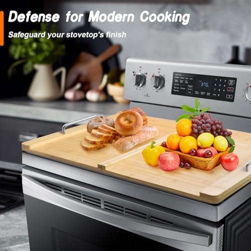 Folding Noodle Board Stove Cover, Cubierta para Estufa de Bambú Rectangular con Asa Plegable 29.5" x 22" miniatura 3