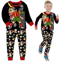 viallolipa Schlafanzug Jungen Kinder, Trikot Pyjama Kinder Junge Mädchen Set, Nr. 7 Fans Baumwolle Homewear Nachtwäsche Langärmelig T-Shirt Hose