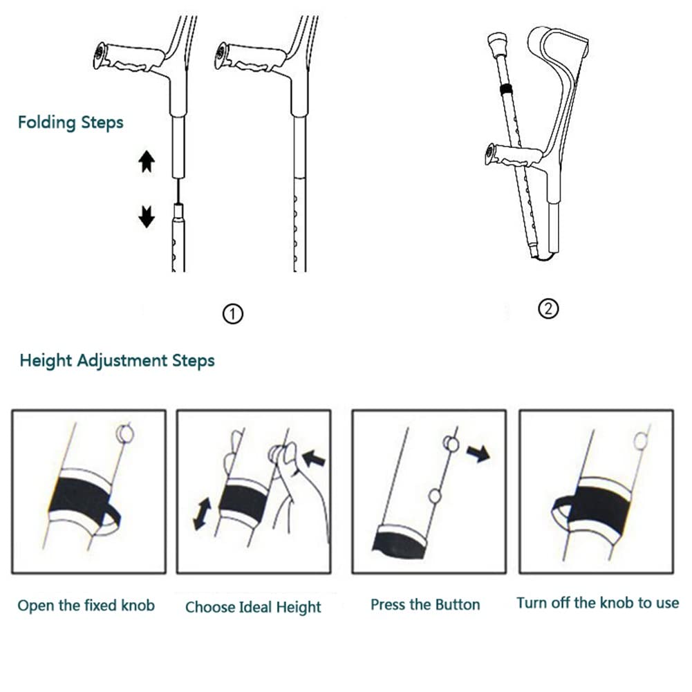 Muletas Plegables (1 par), muletas de antebrazo ortopedicas, bastón Rosa Ajustable, Bastones Ligeros for Caminar, ayudas de Viaje Plegables (para una Altura de 140-185 cm)