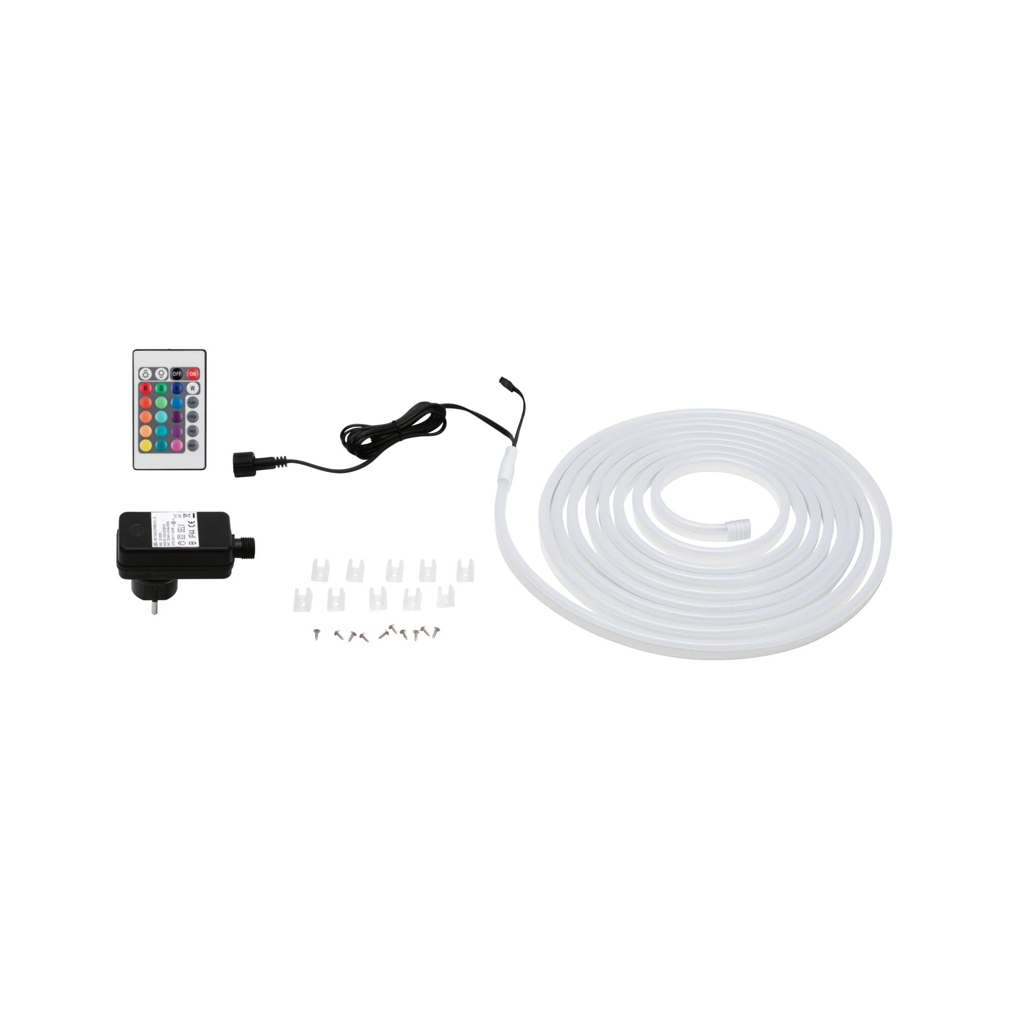 Paulmann 78890 Strip LED SimpLED Outdoor 5m IP65 72LED/m RGB incl. 1x30 W regulable, tira de luz, blanco, plástico
