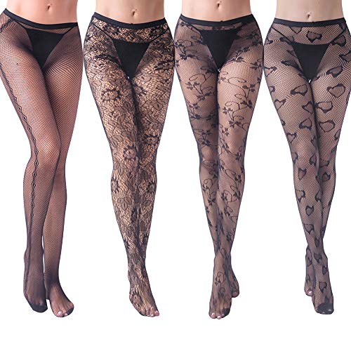 DEOIRC Sexy Black Lace Patterned Tights Fishnet Floral Stockings Pattern Pantyhose