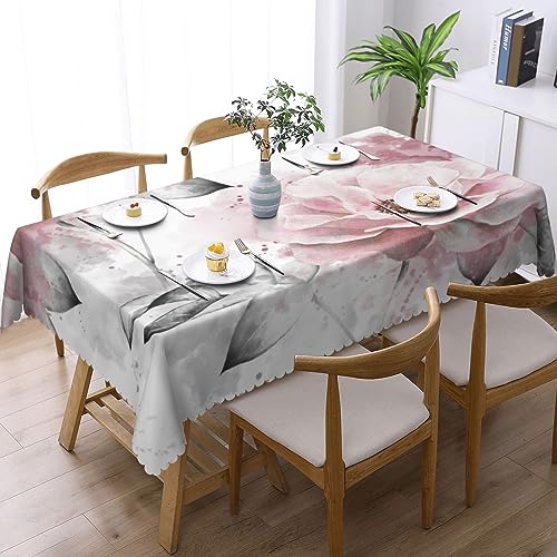 Nappe rectangulaire fleurs roses 137x183 cm anti-tache grise pour table - 3