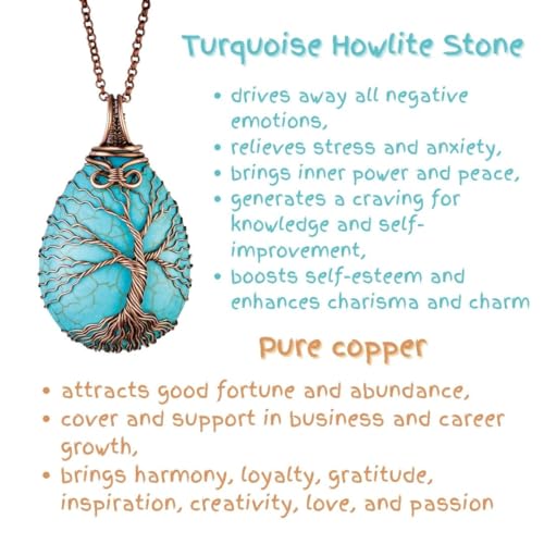 Handmade tree of life turquoise pendant necklace - Unique copper jewelry for women and men Anniversary present Birthday gift ideas for her and him Spiritual gifts for wife mom sister girlfriend mother2
