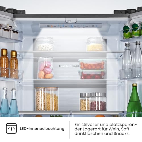 Hisense RF540N4SBI2 French Door Kühl-Gefrierkombination/ NoFrostPlus/ Inverter-Kompressor/ ConvertActive/ CrispZone/ 181,7 cm/ Kühlteil 302 l/ Gefrierteil 178 l/ 40 dB/ 310 kWh/ Jahr/ Inox-Look