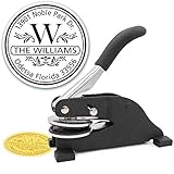 Custom Monogram Address Desk Embosser - Personalized Round Seal with 50 Gold Seal Labels - Style EMD-004